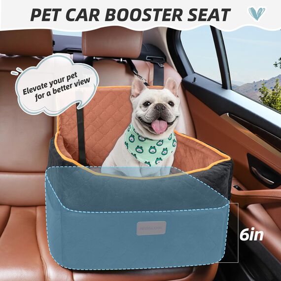 Hunde Autositz für kleine bis mittlere Hunde, Waschbarer hundesitz Auto mit Aufbewahrungstaschen, Ansteckbare Leine,verdickter Hundeautositz Sitzerhöhung Hundebett Auto für Rückbank Vordersitz-S