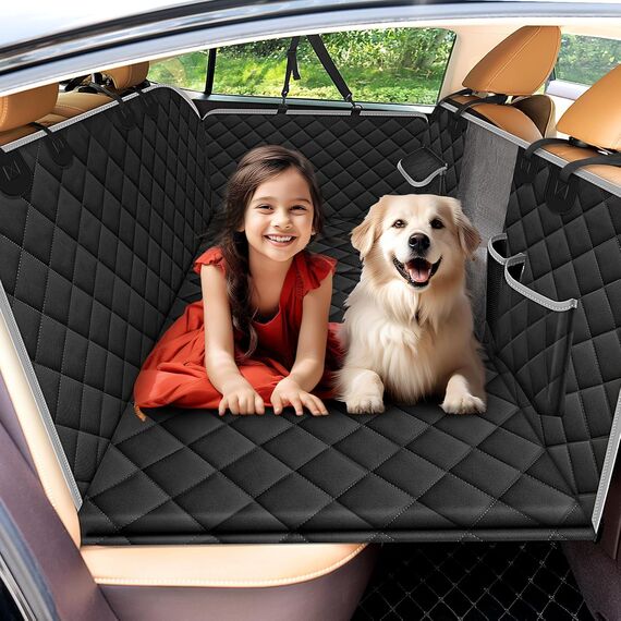 Kfonla Hundedecke Auto Rückbank, Wasserabweisende hundeautodecken rücksitz mit Seitenschutz und Sichtfenster, Rücksitz Hund Auto mit Harter Unterseite Universal Kratzfeste Autoschondecke Hund Rücksitz