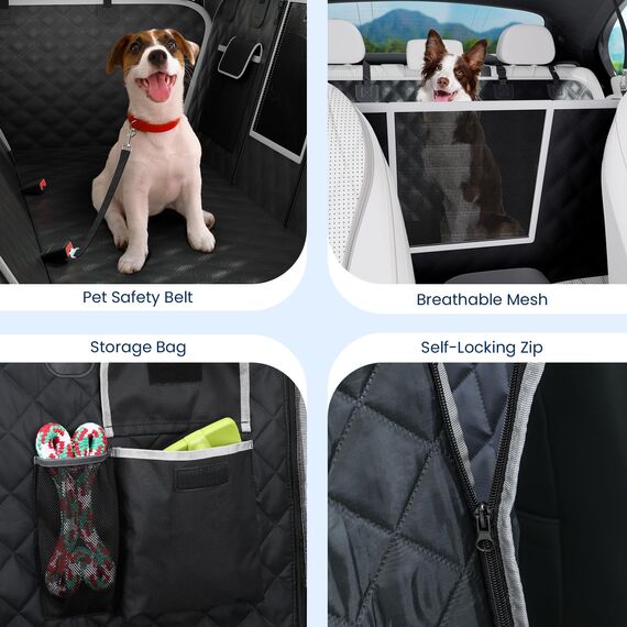 pecute Hundedecke Auto Rückbank Ultra-Wasserdichtes Gewebe, Bequem zu Verstauen, 2025 Verbesserte Sofalederstoffe Kofferraum Schutzmatte Hundedecke, Universal Auto Rücksitzschoner
