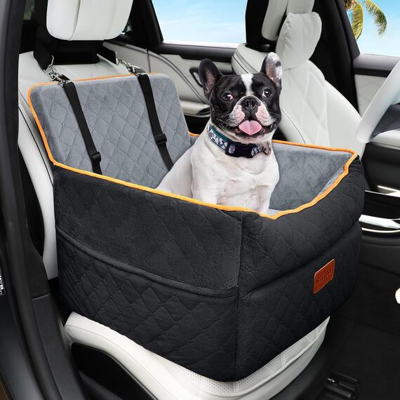Hunde Autositz für kleine bis mittlere Hunde, Waschbarer hundesitz Auto mit Aufbewahrungstaschen, Ansteckbare Leine,verdickter Hundeautositz Sitzerhöhung Hundebett Auto für Rückbank Vordersitz