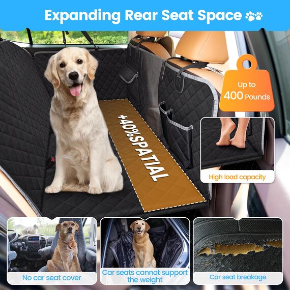 Kfonla Hundedecke Auto Rückbank, Wasserabweisende hundeautodecken rücksitz mit Seitenschutz und Sichtfenster, Rücksitz Hund Auto mit Harter Unterseite Universal Kratzfeste Autoschondecke Hund Rücksitz