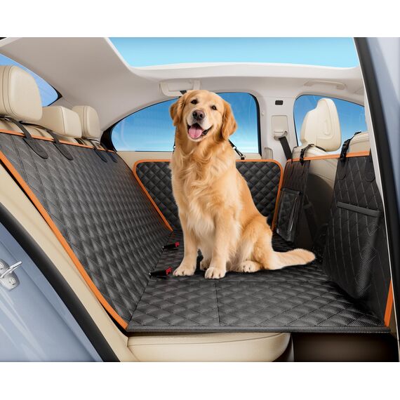 pecute Hundedecke, Hundedecke Auto Rückbank, Verbesserte Hartplatten Unterstützung bis 150 kg, 40% mehr Platz für die vollständige Abdeckung des Rücksitzes, für Reisen, Ausflüge, Tierarztbesuche