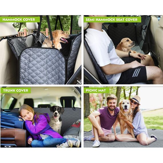 pecute Autoschondecke Hund Rücksitz mit Seitenschutz, Universale Hundedecke Auto Rückbank mit Sichtfenster, Kratzfeste und Wasserabweisende Autodecke Hundematte Auto, Hunde Autositz 146x136cm Grau