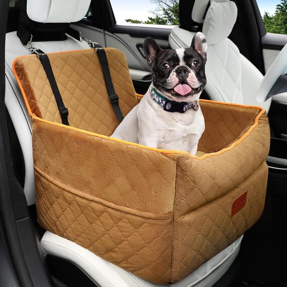 Hunde Autositz für kleine bis mittlere Hunde, Waschbarer hundesitz Auto mit Aufbewahrungstaschen, Ansteckbare Leine,verdickter Hundeautositz Sitzerhöhung Hundebett Auto für Rückbank Vordersitz