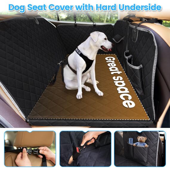 Kfonla Hundedecke Auto Rückbank, Wasserabweisende hundeautodecken rücksitz mit Seitenschutz und Sichtfenster, Rücksitz Hund Auto mit Harter Unterseite Universal Kratzfeste Autoschondecke Hund Rücksitz