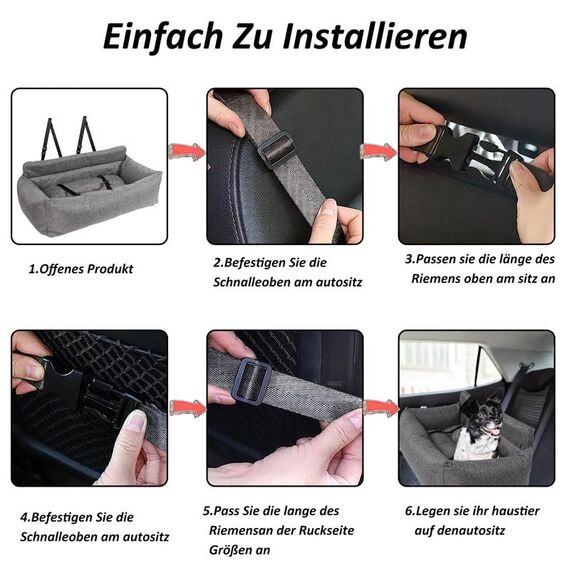 CALIYO Hundeautositz mit Fester Basis & Sicherheitsgurt, Hundesitz Auto für Alle Hunde, Memory Foam-Sitzerhöhung, Wasserdicht and Waschbar Hundekorb Auto（Grau）