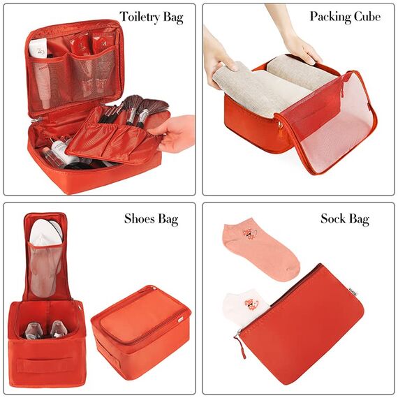 BAGAIL 8 Teilige Packwürfel, Kleidertaschen, Packing Cubes, Verpackungswürfel, Packtaschen Set für Urlaub und Reisen, Kofferorganizer Reise Würfel, Ordnungssystem für Koffer