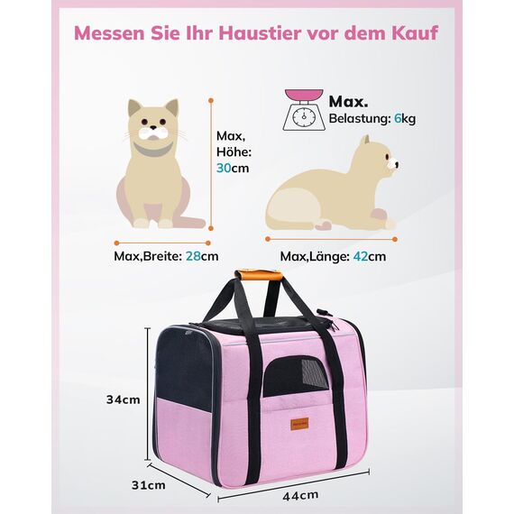 Morpilot Katzentransportbox für große Katzen und Welpen bis 7kg, Katzenbox Hundetasche mit Sicherheit Reißverschlüsse Faltbare Schale, Transportbox Katze Hunde für Der Gang zum Tierarzt Auto Fugzeug