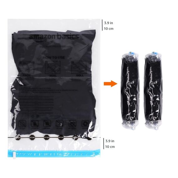 Amazon Basics Reiseaufbewahrungsbeutel zum Einrollen, 12 stück (6 kleine und 6 mittlere), Reißverschluss, Transparent