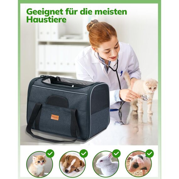 Morpilot Katzentransportbox für große Katzen und Welpen bis 7kg, Katzenbox Hundetasche mit Sicherheit Reißverschlüsse Faltbare Schale, Transportbox Katze Hunde für Der Gang zum Tierarzt Auto Fugzeug