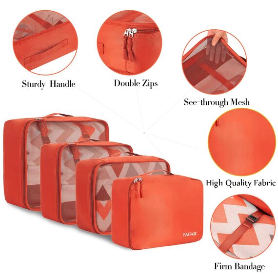 BAGAIL 8 Teilige Packwürfel, Kleidertaschen, Packing Cubes, Verpackungswürfel, Packtaschen Set für Urlaub und Reisen, Kofferorganizer Reise Würfel, Ordnungssystem für Koffer