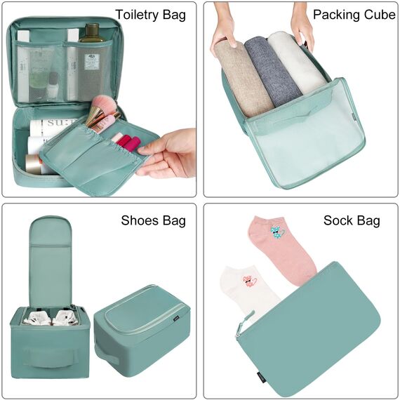 BAGAIL 8 Teilige Packwürfel, Kleidertaschen, Packing Cubes, Verpackungswürfel, Packtaschen Set für Urlaub und Reisen, Kofferorganizer Reise Würfel, Ordnungssystem für Koffer