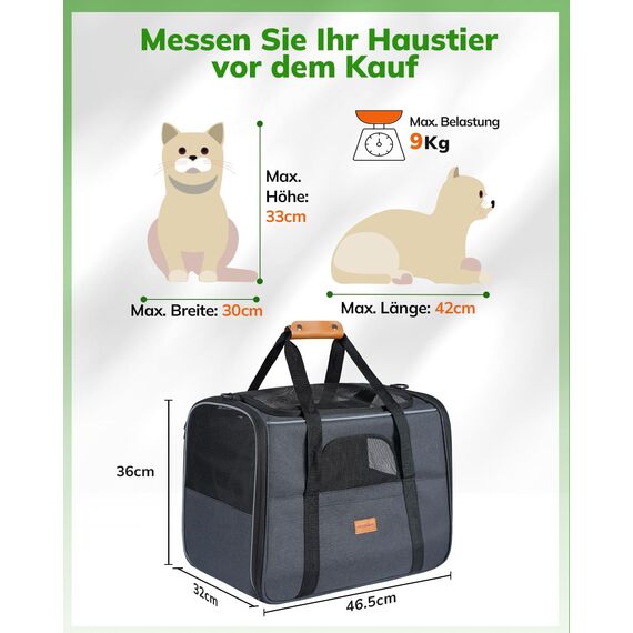 Morpilot Katzentransportbox für große Katzen und Welpen bis 7kg, Katzenbox Hundetasche mit Sicherheit Reißverschlüsse Faltbare Schale, Transportbox Katze Hunde für Der Gang zum Tierarzt Auto Fugzeug