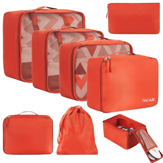 BAGAIL 8 Teilige Packwürfel, Kleidertaschen, Packing Cubes, Verpackungswürfel, Packtaschen Set für Urlaub und Reisen, Kofferorganizer Reise Würfel, Ordnungssystem für Koffer