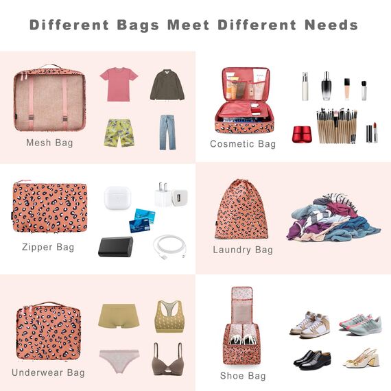 BAGAIL 8 Teilige Packwürfel, Kleidertaschen, Packing Cubes, Verpackungswürfel, Packtaschen Set für Urlaub und Reisen, Kofferorganizer Reise Würfel, Ordnungssystem für Koffer
