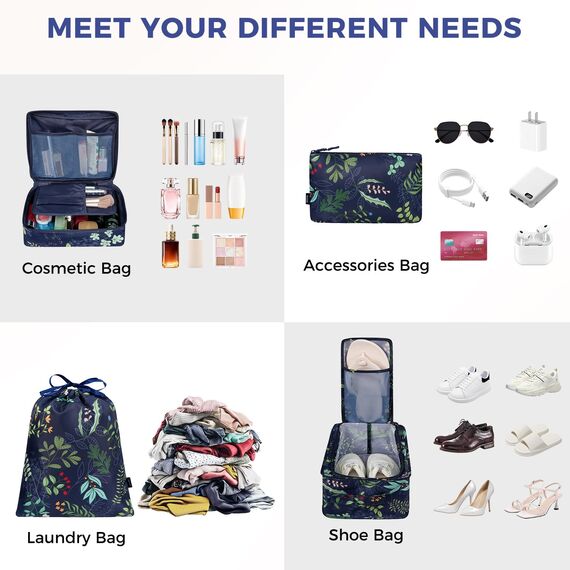 BAGAIL 8 Teilige Packwürfel, Kleidertaschen, Packing Cubes, Verpackungswürfel, Packtaschen Set für Urlaub und Reisen, Kofferorganizer Reise Würfel, Ordnungssystem für Koffer