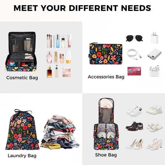 BAGAIL 8 Teilige Packwürfel, Kleidertaschen, Packing Cubes, Verpackungswürfel, Packtaschen Set für Urlaub und Reisen, Kofferorganizer Reise Würfel, Ordnungssystem für Koffer