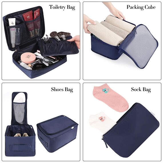BAGAIL 8 Teilige Packwürfel, Kleidertaschen, Packing Cubes, Verpackungswürfel, Packtaschen Set für Urlaub und Reisen, Kofferorganizer Reise Würfel, Ordnungssystem für Koffer