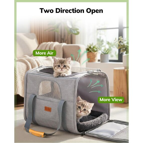 Morpilot Katzentransportbox für große Katzen und Welpen bis 7kg, Katzenbox Hundetasche mit Sicherheit Reißverschlüsse Faltbare Schale, Transportbox Katze Hunde für Der Gang zum Tierarzt Auto Fugzeug