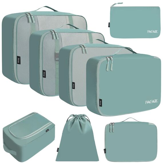 BAGAIL 8 Teilige Packwürfel, Kleidertaschen, Packing Cubes, Verpackungswürfel, Packtaschen Set für Urlaub und Reisen, Kofferorganizer Reise Würfel, Ordnungssystem für Koffer
