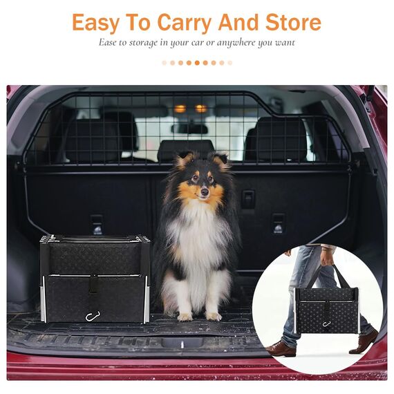 Hundetreppe Auto, 6 Stufen Hunderampe Auto Klappbar bis 85kg, für Große Hunde & ältere Tiere, Hundeleiter Aluminium 80cm Hoch, Für Lastwagen und SUV