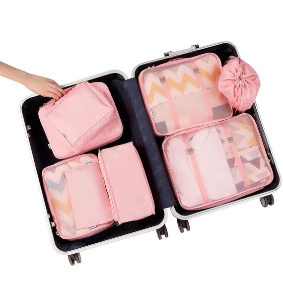 BAGAIL 8 Teilige Packwürfel, Kleidertaschen, Packing Cubes, Verpackungswürfel, Packtaschen Set für Urlaub und Reisen, Kofferorganizer Reise Würfel, Ordnungssystem für Koffer