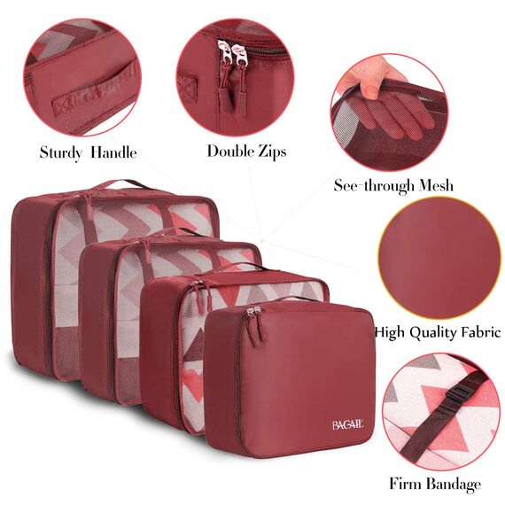 BAGAIL 8 Teilige Packwürfel, Kleidertaschen, Packing Cubes, Verpackungswürfel, Packtaschen Set für Urlaub und Reisen, Kofferorganizer Reise Würfel, Ordnungssystem für Koffer