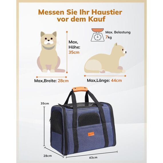 Morpilot Katzentransportbox für große Katzen und Welpen bis 7kg, Katzenbox Hundetasche mit Sicherheit Reißverschlüsse Faltbare Schale, Transportbox Katze Hunde für Der Gang zum Tierarzt Auto Fugzeug
