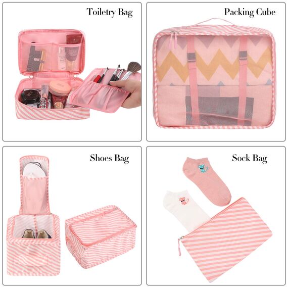 BAGAIL 8 Teilige Packwürfel, Kleidertaschen, Packing Cubes, Verpackungswürfel, Packtaschen Set für Urlaub und Reisen, Kofferorganizer Reise Würfel, Ordnungssystem für Koffer
