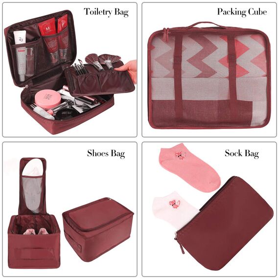 BAGAIL 8 Teilige Packwürfel, Kleidertaschen, Packing Cubes, Verpackungswürfel, Packtaschen Set für Urlaub und Reisen, Kofferorganizer Reise Würfel, Ordnungssystem für Koffer