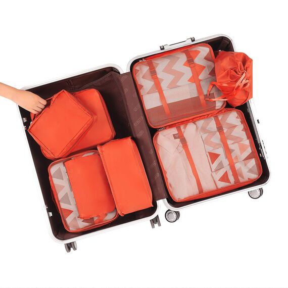 BAGAIL 8 Teilige Packwürfel, Kleidertaschen, Packing Cubes, Verpackungswürfel, Packtaschen Set für Urlaub und Reisen, Kofferorganizer Reise Würfel, Ordnungssystem für Koffer