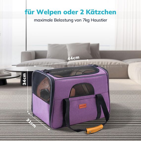 Morpilot Katzentransportbox für große Katzen und Welpen bis 7kg, Katzenbox Hundetasche mit Sicherheit Reißverschlüsse Faltbare Schale, Transportbox Katze Hunde für Der Gang zum Tierarzt Auto Fugzeug