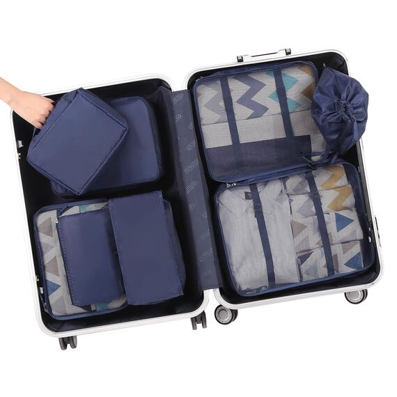 BAGAIL 8 Teilige Packwürfel, Kleidertaschen, Packing Cubes, Verpackungswürfel, Packtaschen Set für Urlaub und Reisen, Kofferorganizer Reise Würfel, Ordnungssystem für Koffer