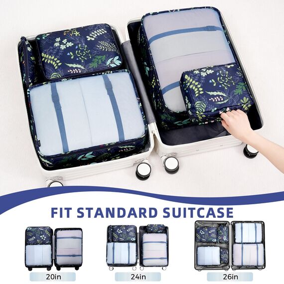BAGAIL 8 Teilige Packwürfel, Kleidertaschen, Packing Cubes, Verpackungswürfel, Packtaschen Set für Urlaub und Reisen, Kofferorganizer Reise Würfel, Ordnungssystem für Koffer