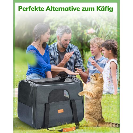 Morpilot Katzentransportbox für große Katzen und Welpen bis 7kg, Katzenbox Hundetasche mit Sicherheit Reißverschlüsse Faltbare Schale, Transportbox Katze Hunde für Der Gang zum Tierarzt Auto Fugzeug