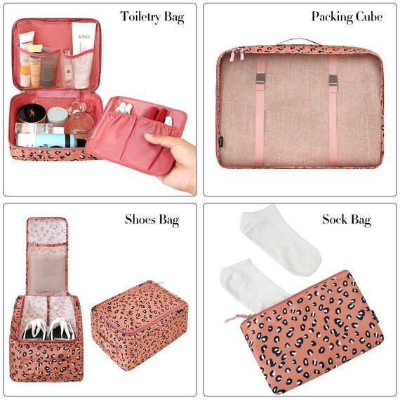 BAGAIL 8 Teilige Packwürfel, Kleidertaschen, Packing Cubes, Verpackungswürfel, Packtaschen Set für Urlaub und Reisen, Kofferorganizer Reise Würfel, Ordnungssystem für Koffer