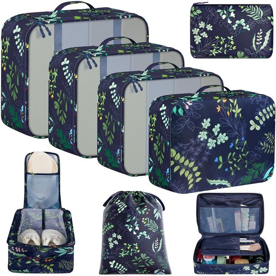 BAGAIL 8 Teilige Packwürfel, Kleidertaschen, Packing Cubes, Verpackungswürfel, Packtaschen Set für Urlaub und Reisen, Kofferorganizer Reise Würfel, Ordnungssystem für Koffer