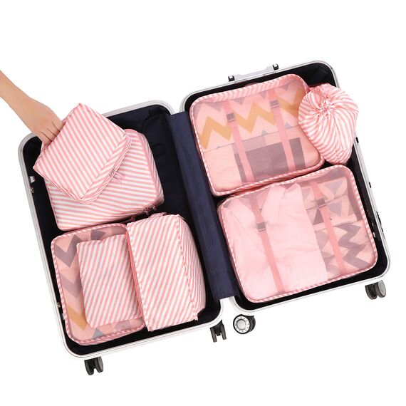 BAGAIL 8 Teilige Packwürfel, Kleidertaschen, Packing Cubes, Verpackungswürfel, Packtaschen Set für Urlaub und Reisen, Kofferorganizer Reise Würfel, Ordnungssystem für Koffer