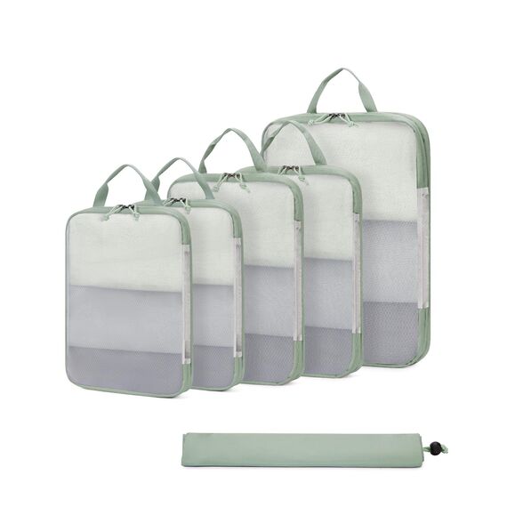 ECOHUB 6 Teilige Koffer Organizer Kompression Set, Netzgewebe Ultraleichte Packtaschen für Rucksack, Recycelt Packwürfel Kompression für Handgepäck, Packing Cubes Reise, Patent Angemeldet(Grün)
