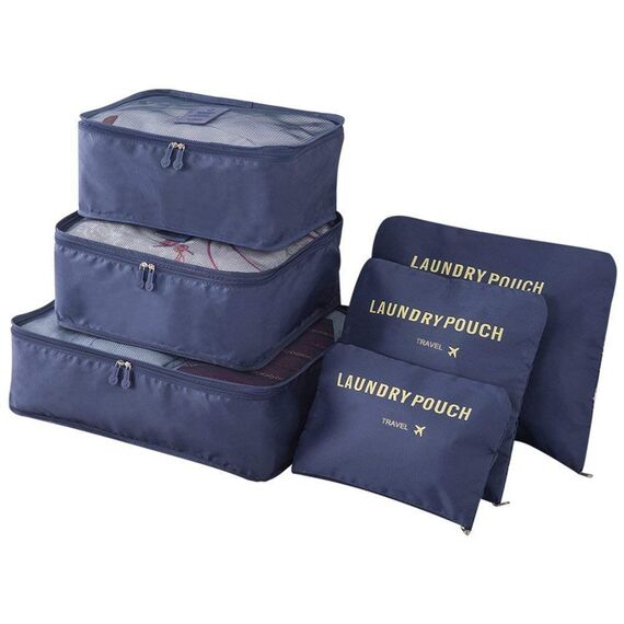 Vicloon Gepäck Organizer, 8-in-1-Set Koffer Organizer umfassen 2 * Schuhbeutel, 3 * Packwürfel und 3 * Aufbewahrungsbeutel, Reise Kleidertaschen für Kleidung Schuhe Unterwäsche Kosmetik (Dunkelblau)