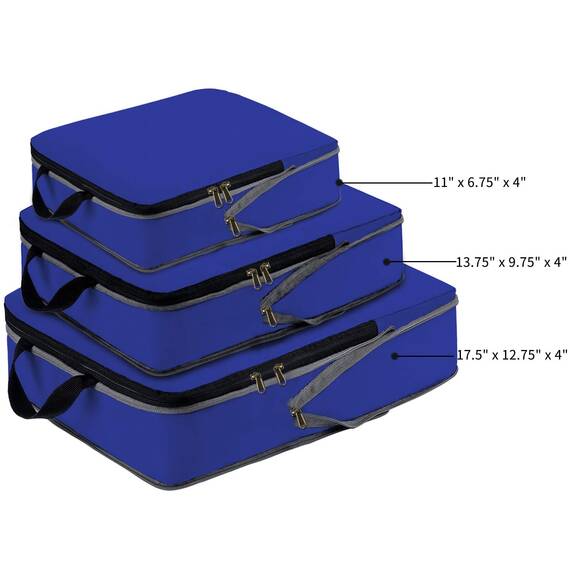 Eono by Amazon - Komprimierbaren Packwürfeln zur Organisation Ihres Reisegepäcks, Compression Packing Cube, Packtaschen Set & Gepäck Organizer für Rucksack & Koffer, Navy, 3-teilig