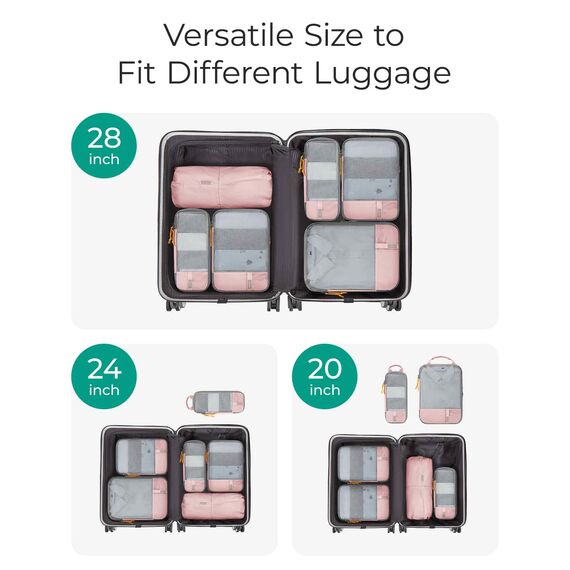 BAGSMART Kleidertaschen Set 6 Teilig packtaschen Kompression Packwürfel Set mit Wäschesack für Rucksack,reise organizer,Koffer Organizer auf Travel