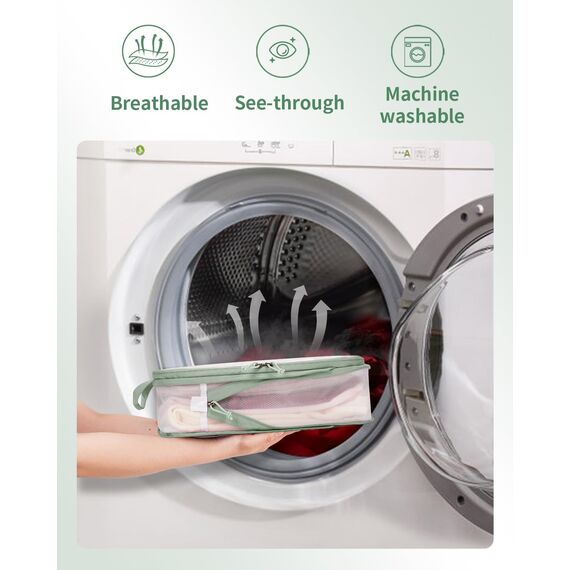 ECOHUB 6 Teilige Koffer Organizer Kompression Set, Netzgewebe Ultraleichte Packtaschen für Rucksack, Recycelt Packwürfel Kompression für Handgepäck, Packing Cubes Reise, Patent Angemeldet(Grün)
