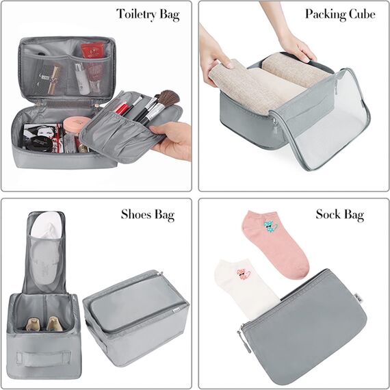 BAGAIL 8 Teilige Packwürfel, Kleidertaschen, Packing Cubes, Verpackungswürfel, Packtaschen Set für Urlaub und Reisen, Kofferorganizer Reise Würfel, Ordnungssystem für Koffer