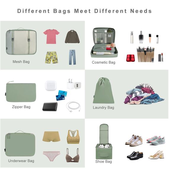 BAGAIL 8 Teilige Packwürfel, Kleidertaschen, Packing Cubes, Verpackungswürfel, Packtaschen Set für Urlaub und Reisen, Kofferorganizer Reise Würfel, Ordnungssystem für Koffer