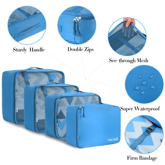 BAGAIL 8 Teilige Packwürfel, Kleidertaschen, Packing Cubes, Verpackungswürfel, Packtaschen Set für Urlaub und Reisen, Kofferorganizer Reise Würfel, Ordnungssystem für Koffer