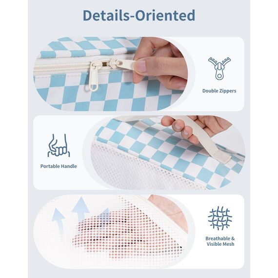 Narwey 7 Teilige Koffer Organizer Set, Packing Cubes Backpack Reise Packwürfel Rucksack Organizer Set Packtaschen für Koffer, Kofferorganizer Reiseorganizer Travel Essentials Bag (Kombiniert Checker)