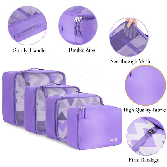 BAGAIL 8 Teilige Packwürfel, Kleidertaschen, Packing Cubes, Verpackungswürfel, Packtaschen Set für Urlaub und Reisen, Kofferorganizer Reise Würfel, Ordnungssystem für Koffer