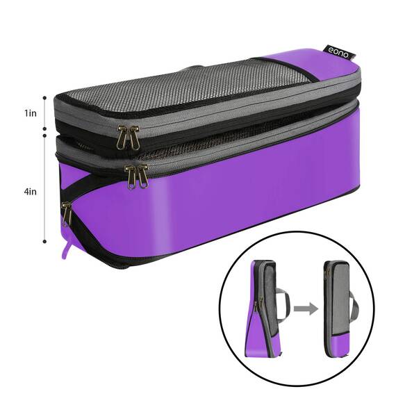 Eono by Amazon - Komprimierbaren Packwürfeln zur Organisation Ihres Reisegepäcks, Compression Packing Cube, Packtaschen Set & Gepäck Organizer für Rucksack & Koffer, Lila, 6-teilig