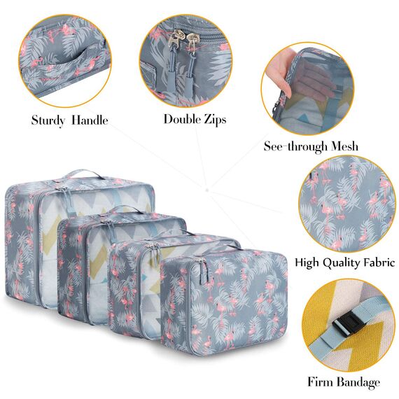 BAGAIL 8 Teilige Packwürfel, Kleidertaschen, Packing Cubes, Verpackungswürfel, Packtaschen Set für Urlaub und Reisen, Kofferorganizer Reise Würfel, Ordnungssystem für Koffer